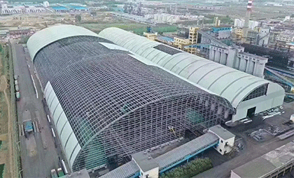 Semicircular space frame structure of Jiangxi Shuanglian span coal storage yard